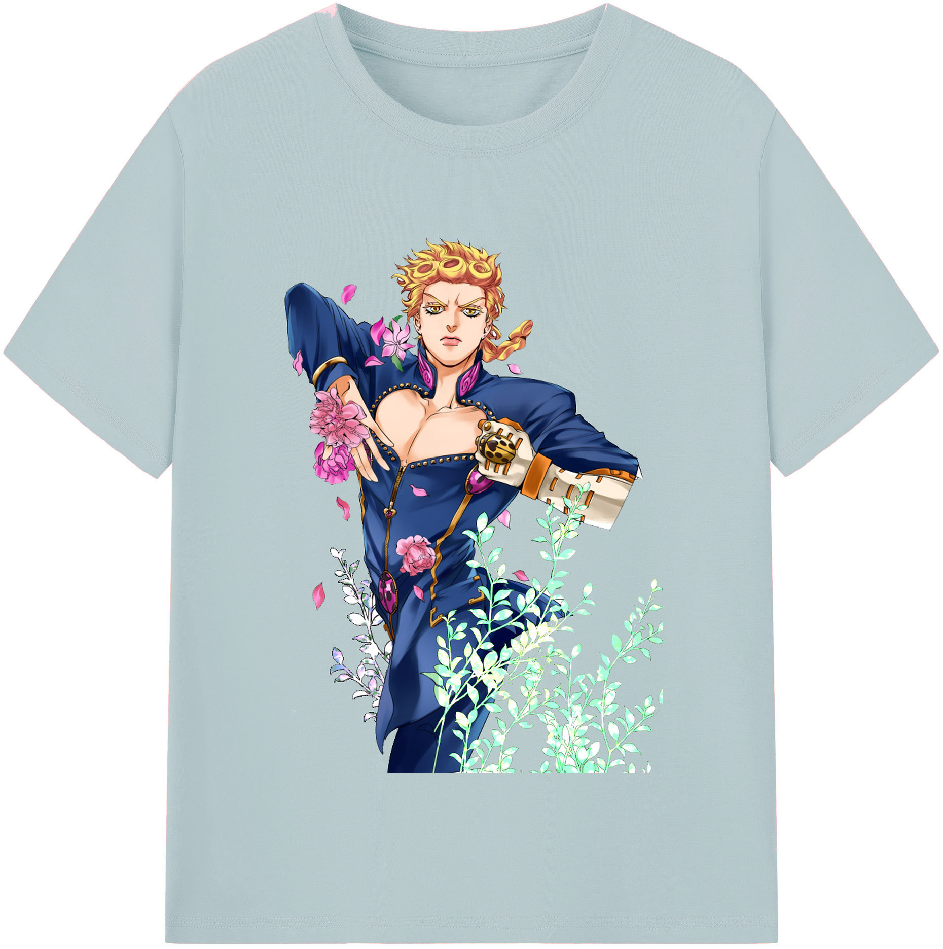 （画像用） ジョジョの奇妙な冒険 ジョルノ?ジョバァーナ JoJo's Bizarre Adventure Giorno Giovanna 綿100％半袖Tシャツ（フロントプリント）